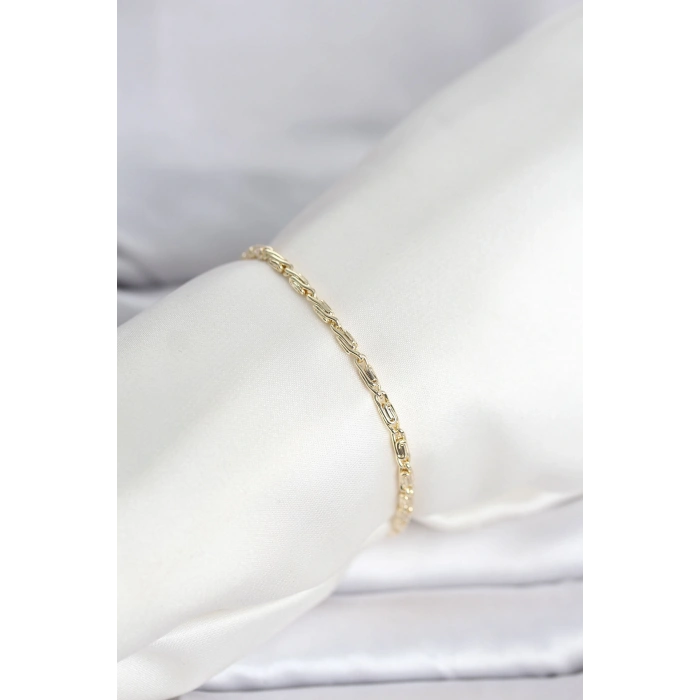 CM 14K Gold Renk Burgu Zincirli Model Kadın Bileklik