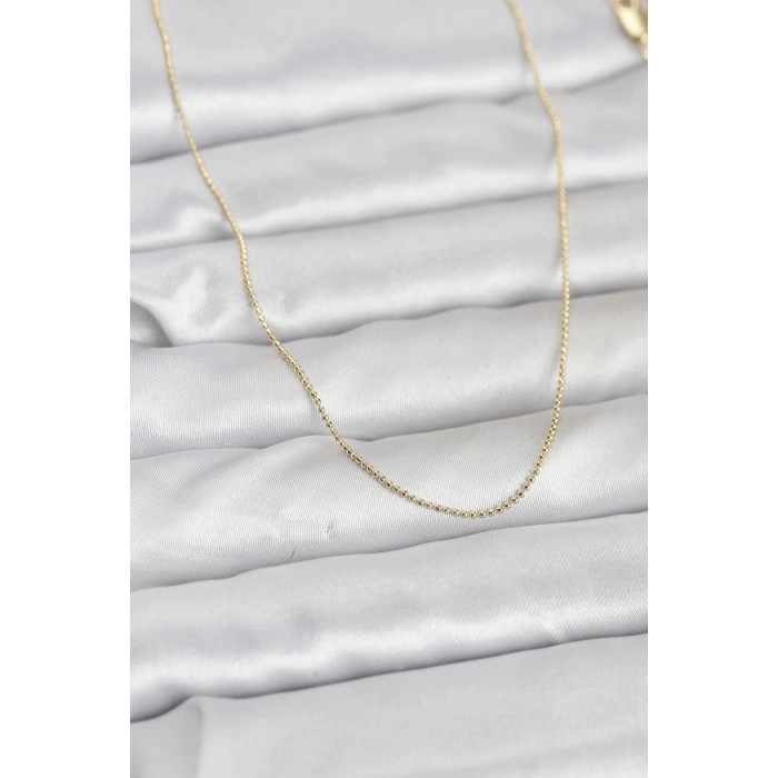 CM 14K Gold Renk İnce Top Zincirli 60 cm Kadın Kolye