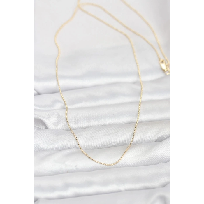 CM 14K Gold Renk İnce Top Zincirli 60 cm Kadın Kolye