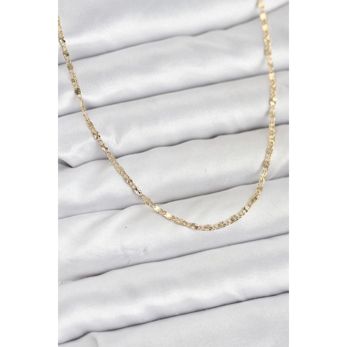 CM 14K Gold Renk Lazer İnce Zincirli Kadın Kolye