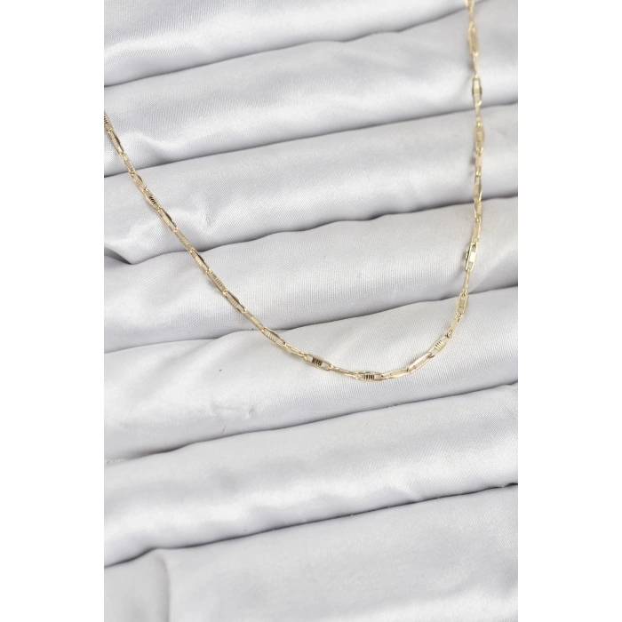 CM 14K Gold Renk Pirinç Ataç Zincir 60 cm Kadın Kolye