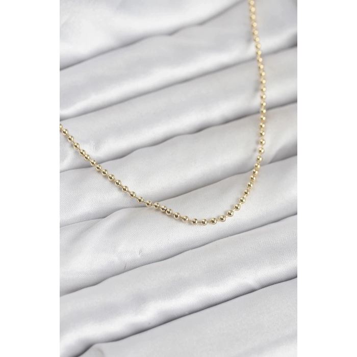 CM 14K Gold Renk Top Zincirli Model 60 cm Kadın Kolye