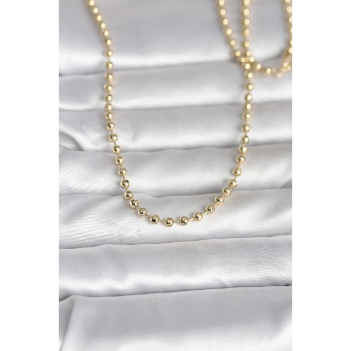 CM 14K Gold Renk Top Zincirli Model 60 cm Kadın Kolye