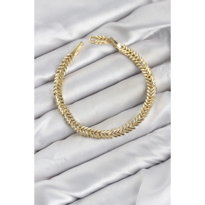 CM Başak Model Gold Renk Pirinç Kadın Bileklik