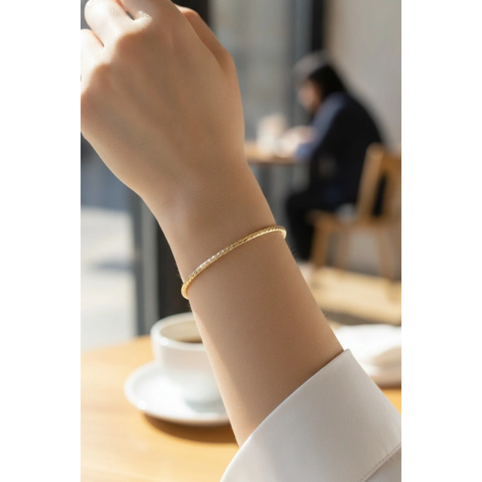 CM Gold Renk Lazer Kesim Model 65 mm Bilezik