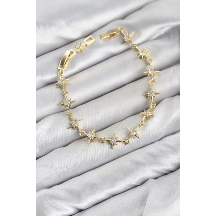 CM Kutup Yıldızı Model Gold Renk Zirkon Taşlı Kadın Bileklik