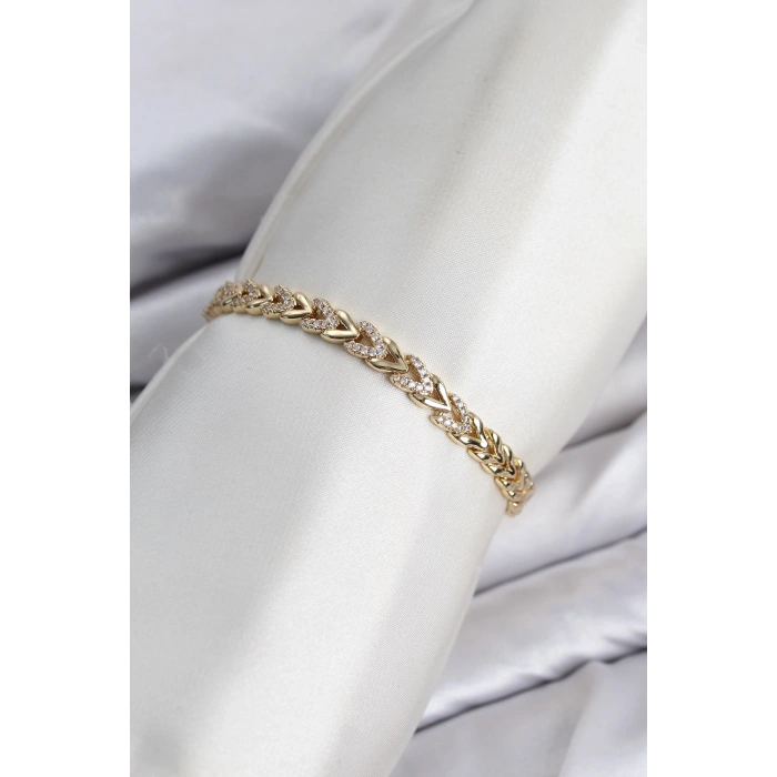 CM Model Zirkon Taşlı VIP Seri Gold Renk Pirinç Kadın Bileklik