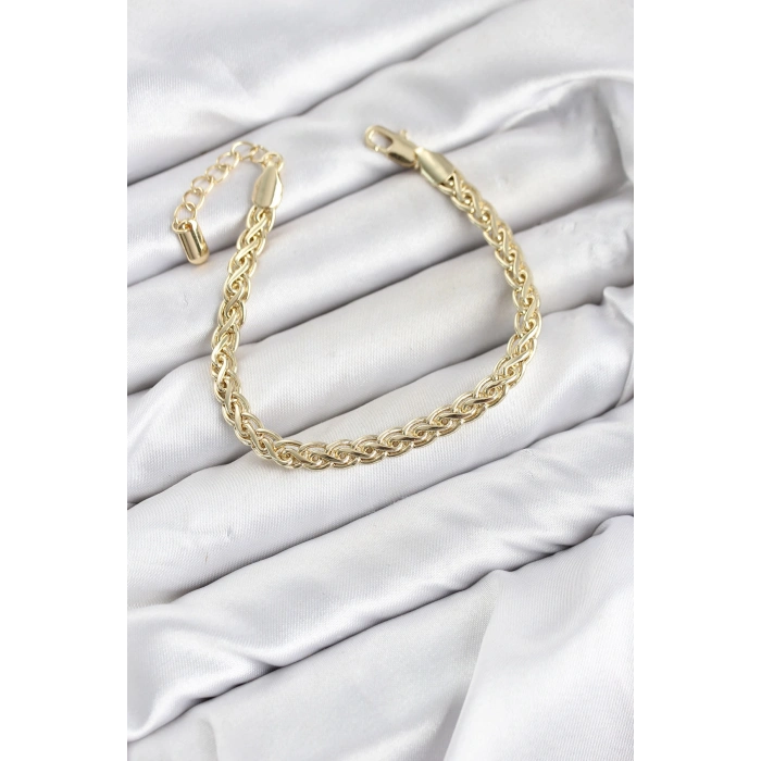 CM Singapur Zincir Model Gold Renk Pirinç Kadın Bileklik