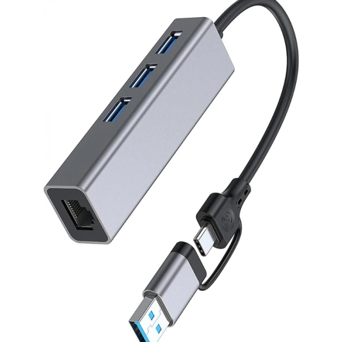 USB Çoklayıcılı Ethernet Çevirici (Type-C Usb 3 - Usb To Gigabit Ethernet ZR1109)
