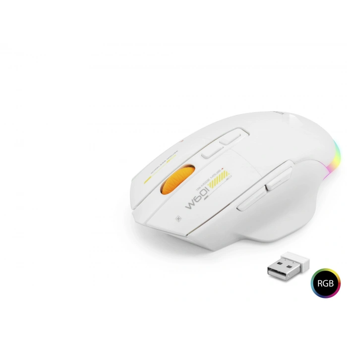 Mouse (Şarjlı, 2 Mode, 12800 Dpi, 7 Tuş Makro, 1000Hz Rgb, Beyaz - W601W)