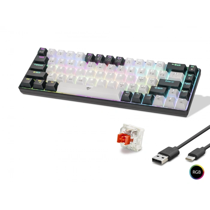 Gaming Mekanik Klavye Tri Mod Rgb Red Switch - Beyaz Siyah MF1703W