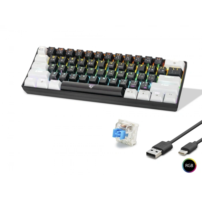 Gaming Mekanik Rgb Klavye Blue Switch - Siyah Beyaz MF1701BW