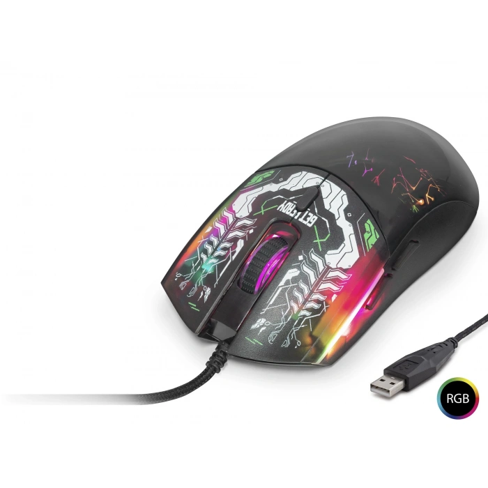USB Kablolu Mouse 7200 Dpi (Rgb, Graffiti Desenli, Siyah - G306A)