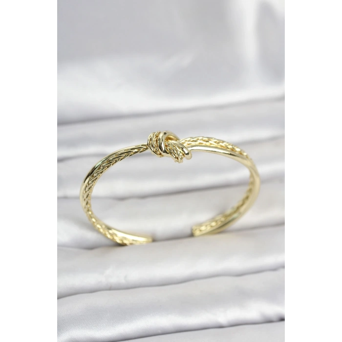 Gold Renk Düğüm Model Pirinç Kadın Bileklik