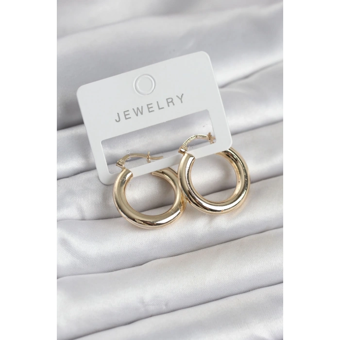 Gold Renk Pirinç Halka 25 mm Kadın Küpe
