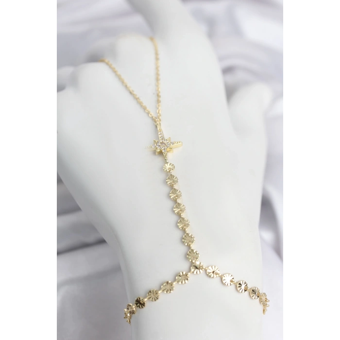 Gold Renk Pirinç Kutup Yıldızı Zirkon Taşlı Şahmeran