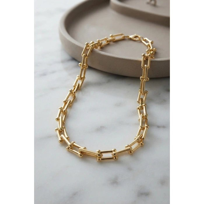 Gold Renk Pirinç Tifani Model Kadın Kolye