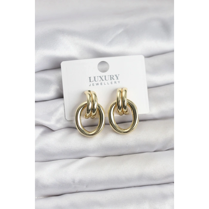 Gold Renk Pirinç Vintage Kadın Küpe