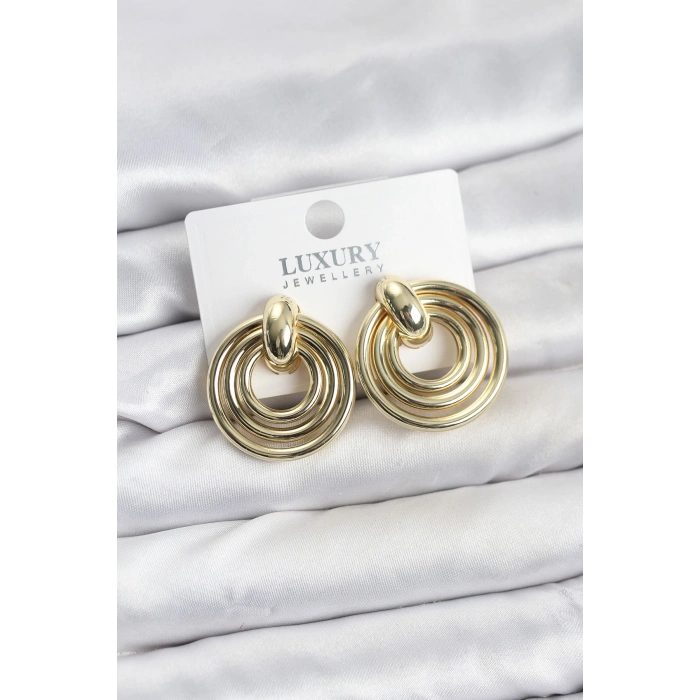 Gold Renk Pirinç Vintage Kadın Küpe