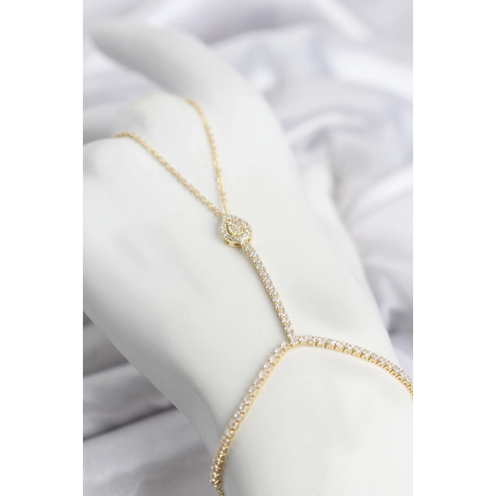 Gold Renk Pirinç Zirkon Taşlı Damla Model Şahmeran