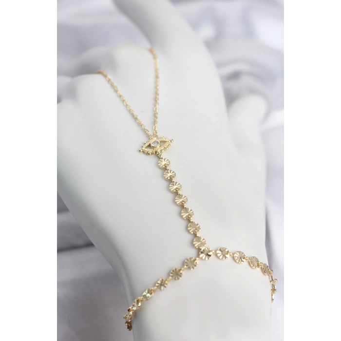 Gold Renk Pirinç Zirkon Taşlı Göz Model Şahmeran