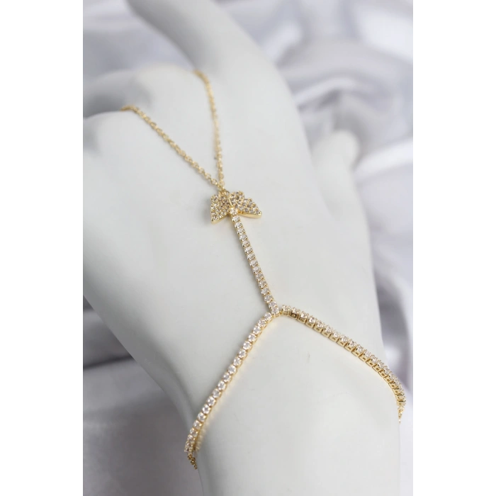 Gold Renk Pirinç Zirkon Taşlı Kelebek Model Şahmeran