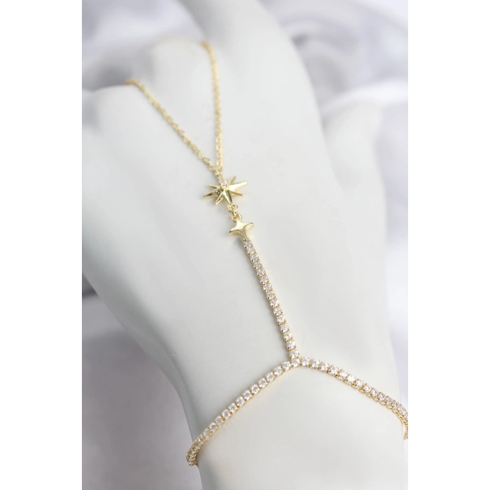 Gold Renk Pirinç Zirkon Taşlı Kutup Yıldızı Model Şahmeran