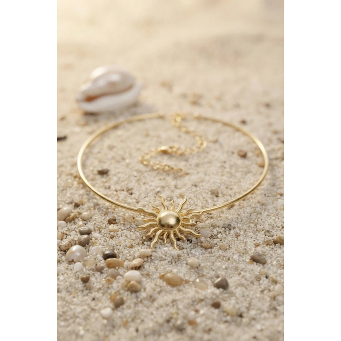 Güneş Model Gold Renk Choker Kadın Kolye