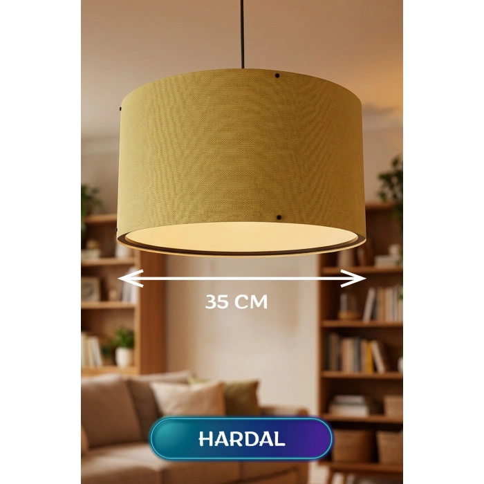 Hardal Kumaş Başlıklı Sarkıt Avize (35cm)