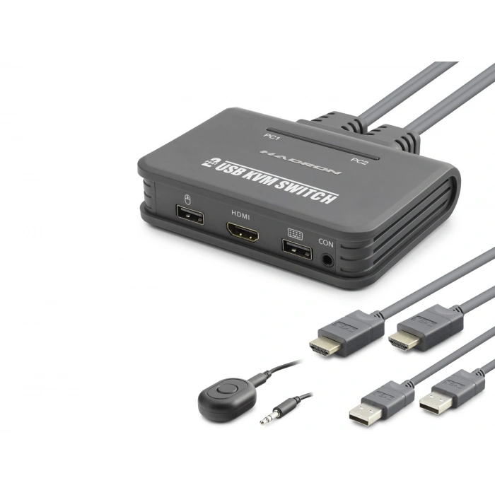 HDMI Usb Kvm Switch (2 Port HDMI, 2 Port Usb, Dahili Kablolu, Siyah - HDX1361)
