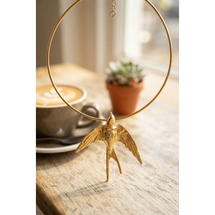 Kırlangıç Model Gold Renk Choker Kadın Kolye