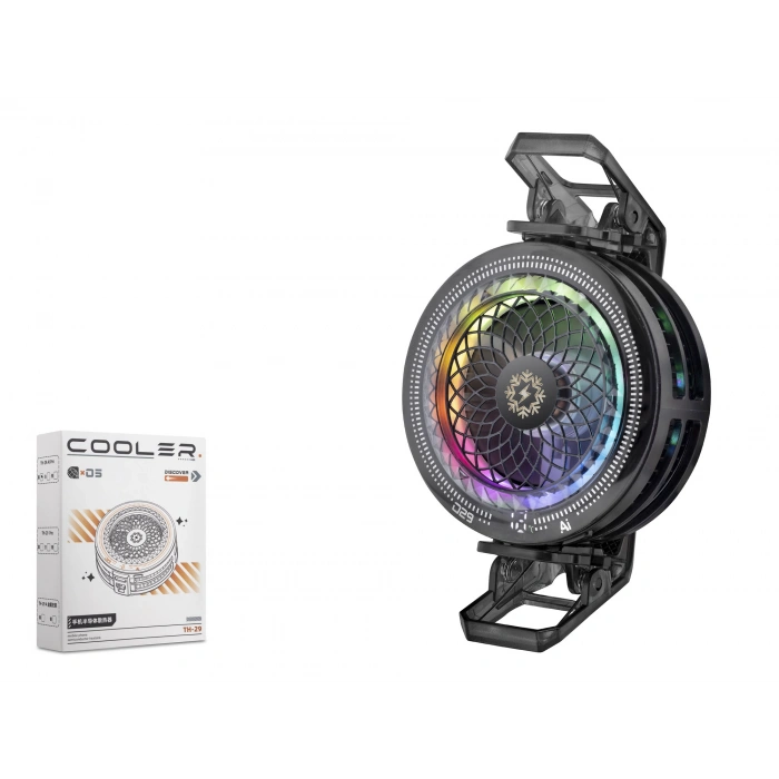 Telefon Soğutucu Fan (Klipsli Rgb Isı Göstergeli, Siyah - TH29)