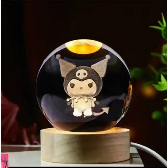 Işıklı Cam Küre (Kuromi Tasarımlı, Kod 63)