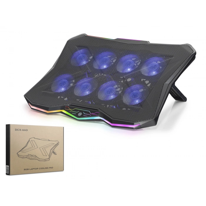 Laptop Soğutucu 8 Fan Rgb (13 - 17.3 için, Siyah - DCXAA3)