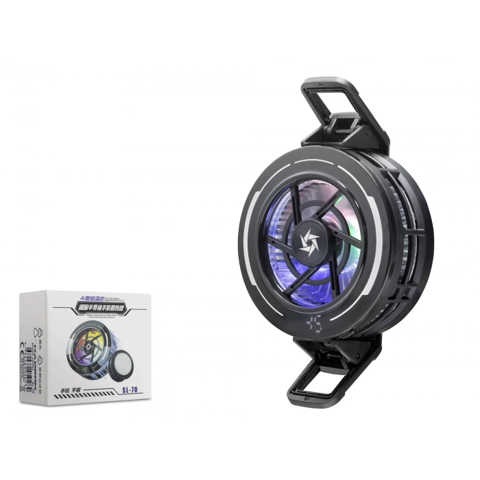 Telefon Soğutucu Fan (Rgb Isı Göstergeli, Manyetik Klipsli, Siyah - SL70)