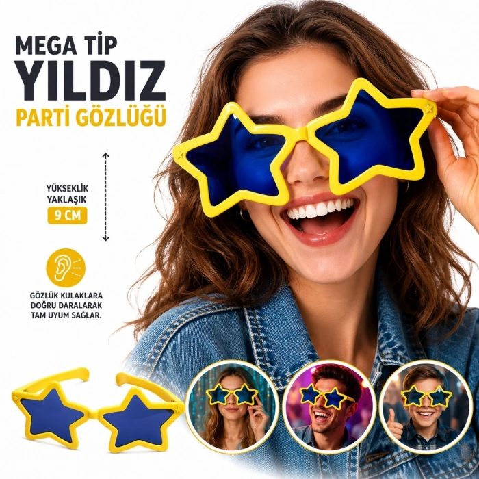 Yıldız Parti Gözlüğü (Mega Tip,Sarı)