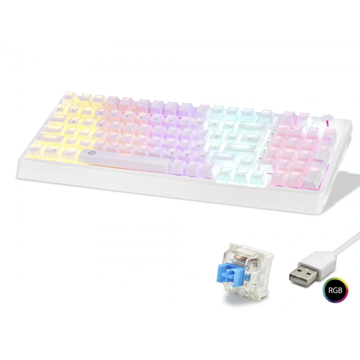 QTr Klavye (104 Tuş, USB Kablolu, Blue Switch Rgb - Beyaz G500XW)