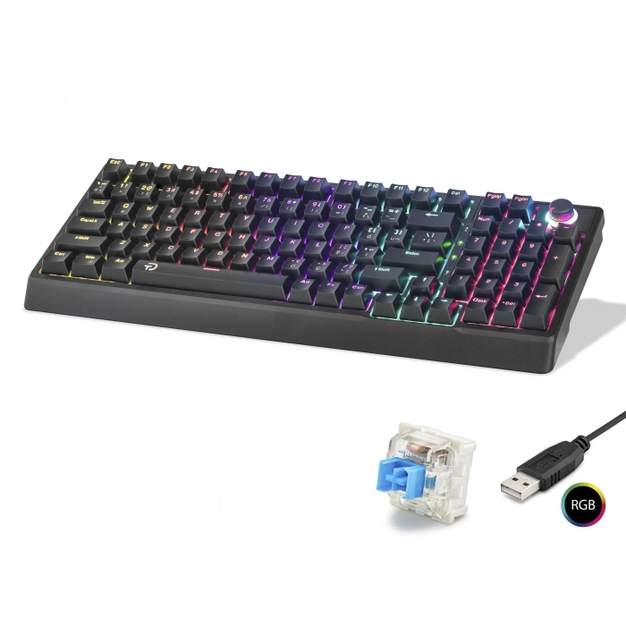QTr Klavye 104 Tuşlu (USB-A,Mekanik Gaming, Blue Switch Rgb - Siyah - G500XB)