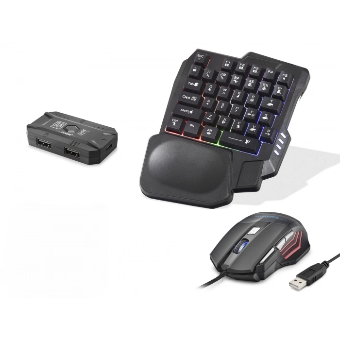 Mobil Oyun Klavye Mouse Dönüştürücü Seti (Rgb, Siyah - K191)