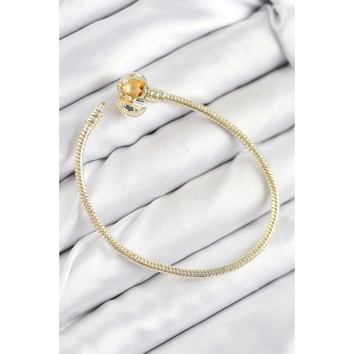 Pirinç Charm Topcuk Model Gold Renk Kadın Bileklik
