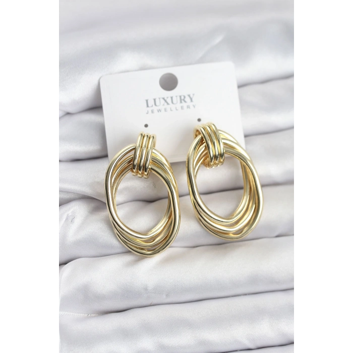 Pirinç Gold Renk Damla Model Vintage Kadın Küpe