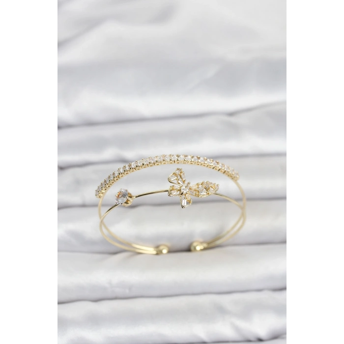 Pirinç Gold Renk Kelebek Model Kadın Bileklik