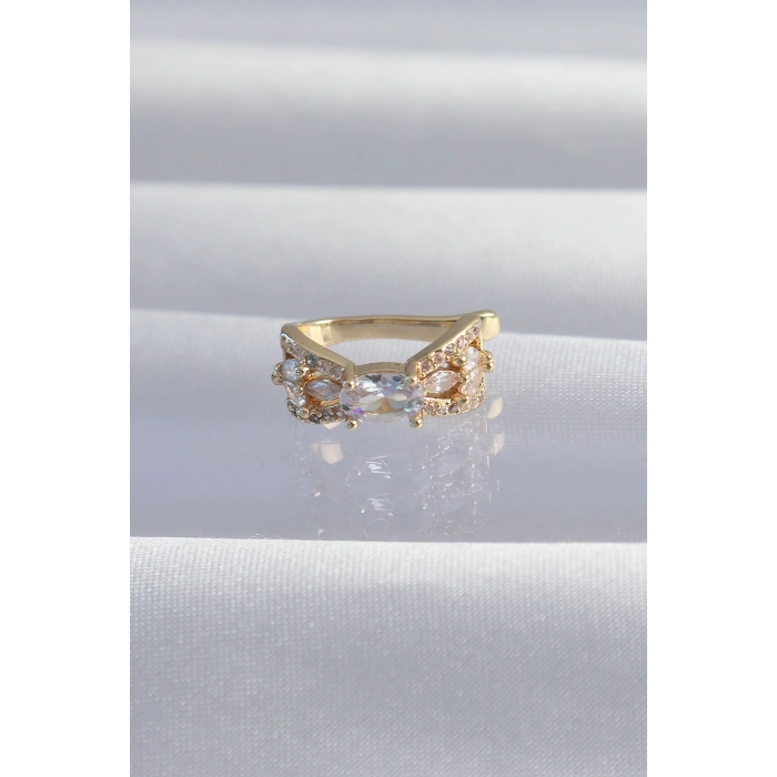 Pirinç Gold Renk Zirkon Taş Kaplama Earcuff Küpe