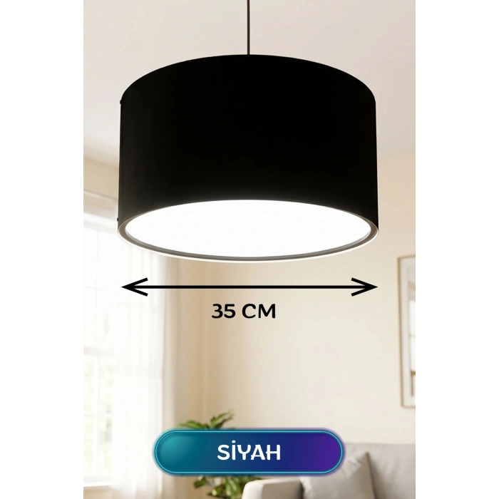 Siyah Kumaş Başlıklı Sarkıt Avize (35cm)