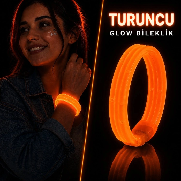 Turuncu Kalın Glow Bileklik (Kırılarak Yanan)