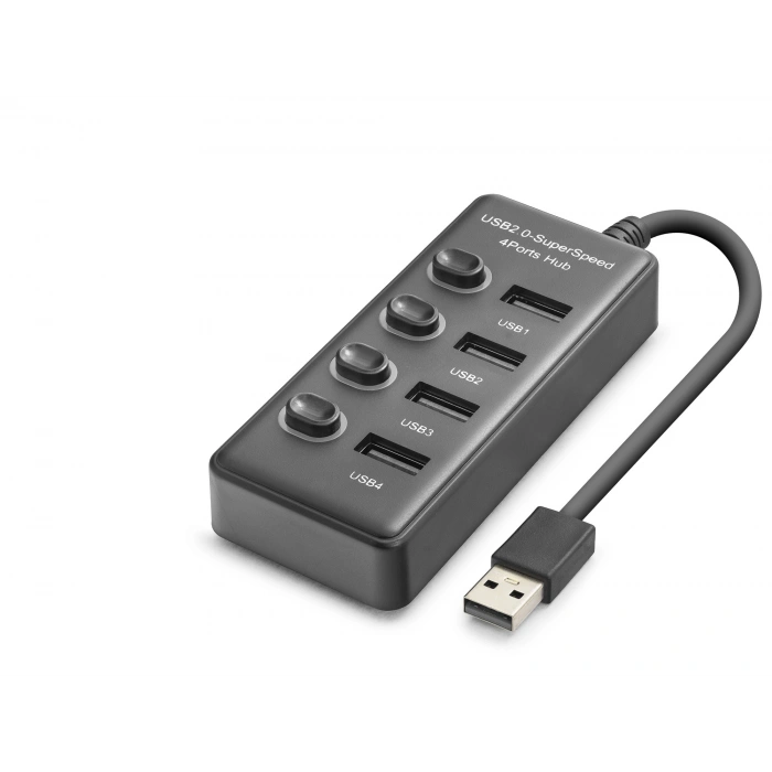 4 Port 480 Mbps Usb Anahtarlı Hub (Siyah - HDX7049)