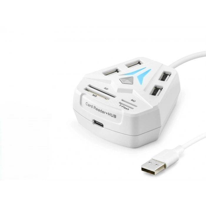 USB Combo Hub Kart Okuyucu 8 Port (Beyaz - A068W)