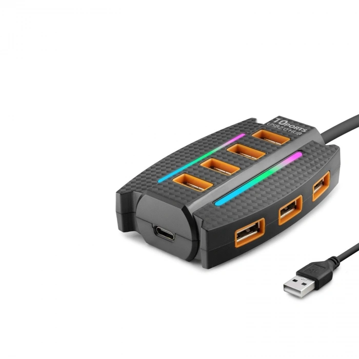USB HUB 10xUSB 1.2Mt (Siyah,HDX7036)