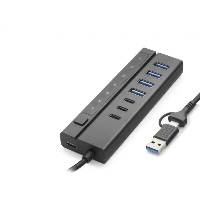 USB Hub (Type-C 3.2 Gen1, Anahtarlı, 8 Port, 5 Gbps, Siyah - HDX7062)