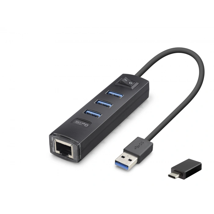 USB Type-c 3.2 Gen1 Hub (Ethernet Gigabit, 4 Port, Siyah - RJ4503)